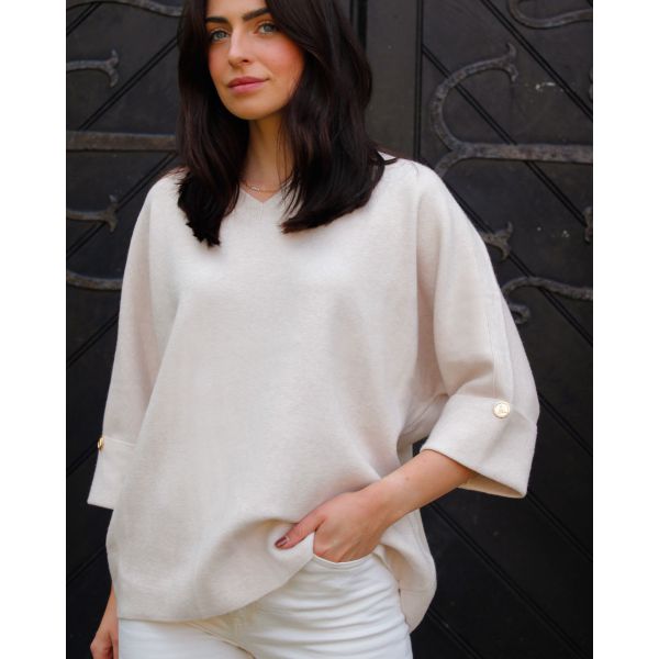 Alexis Gold Button Knit | Cream