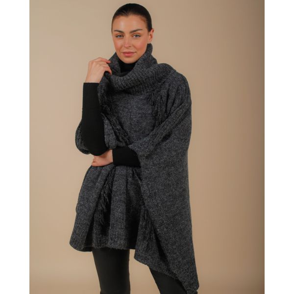 Francesca Poncho Knit | Charcoal