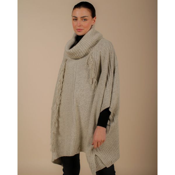 Francesca Poncho Knit | Beige