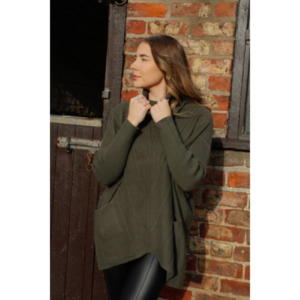 Serena Hi-Lo Polo Jumper | Khaki
