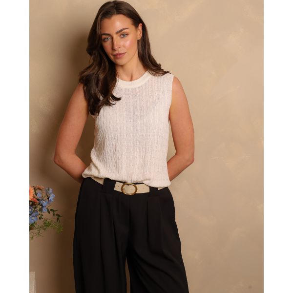 Elena Ribbed Sleeveless Knit | Cream
