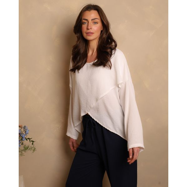 Lena Layered Drape Top | White