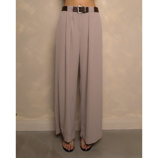 Aria Tailored Wide-Leg Trousers - Beige