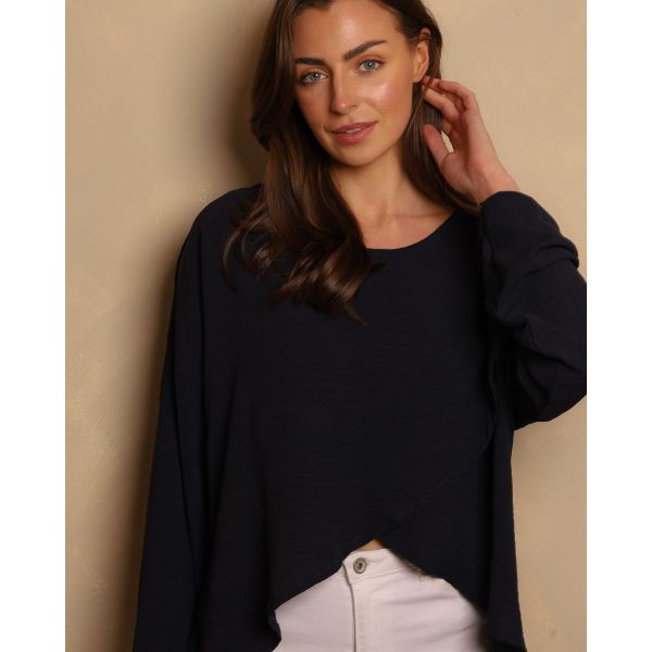 Lena Layered Drape Top | Navy