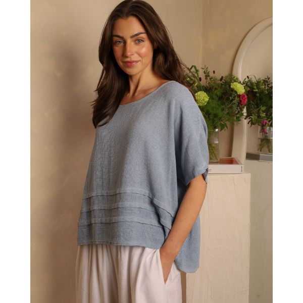 Camellia Textured Layered Top | Powder Blue