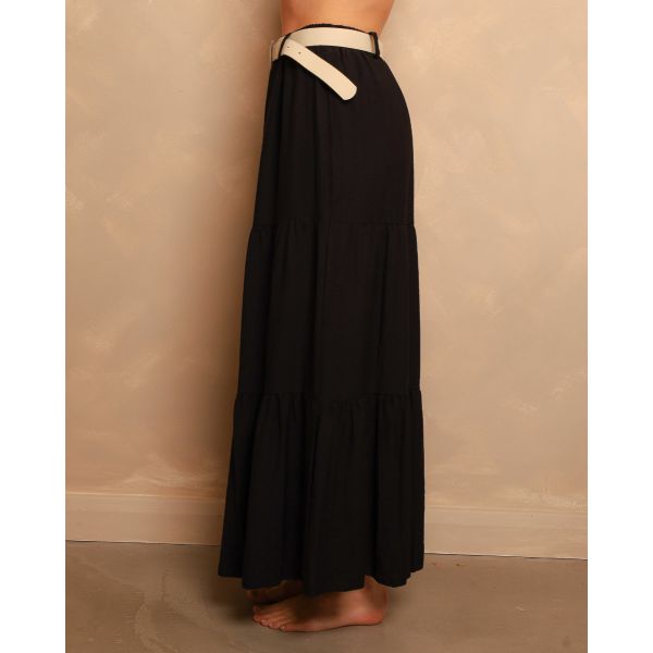 Lara Tiered Maxi Skirt | Black