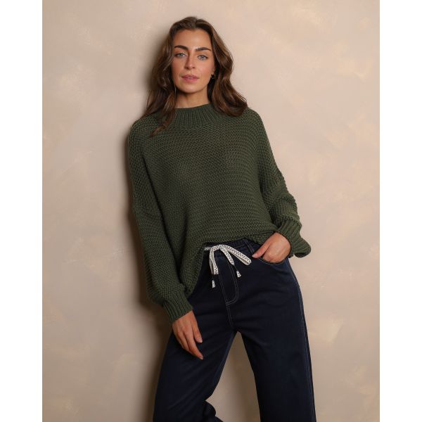 Ottilie Chunky Knit Jumper – Olive Green