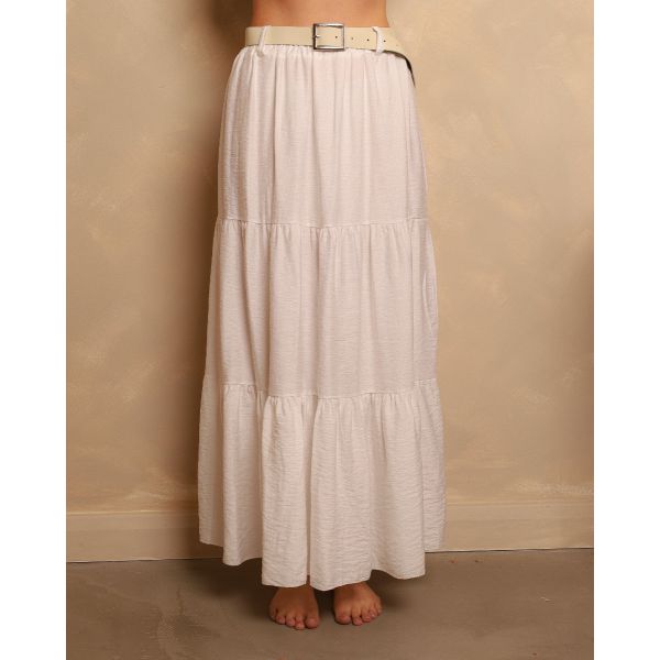 Lara Tiered Maxi Skirt | White