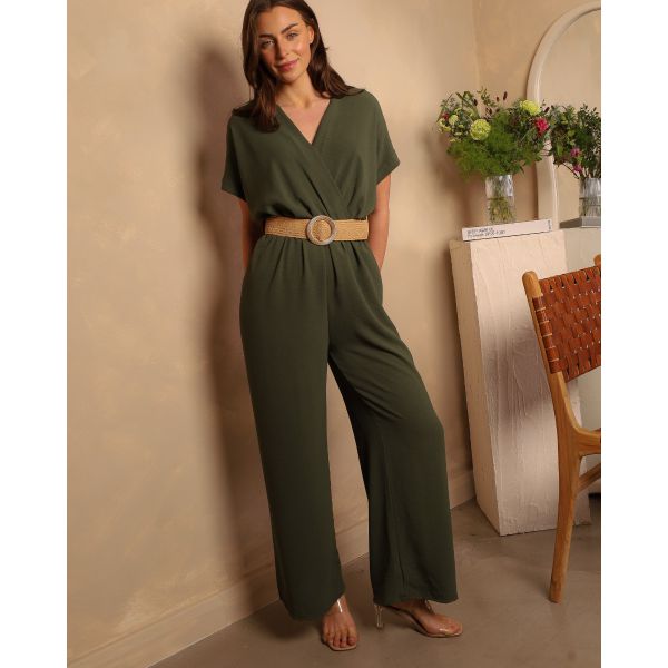 Alisha Belted Jumpsuit | Khaki