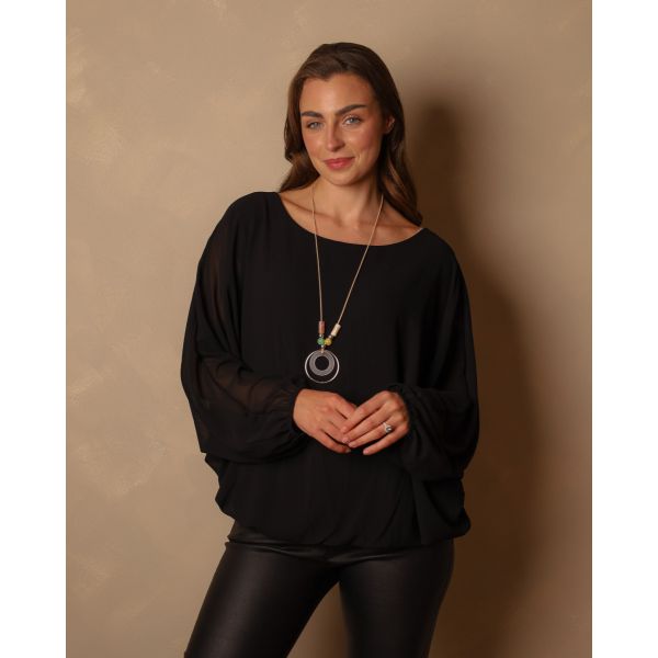 Nicole Necklace Top | Black