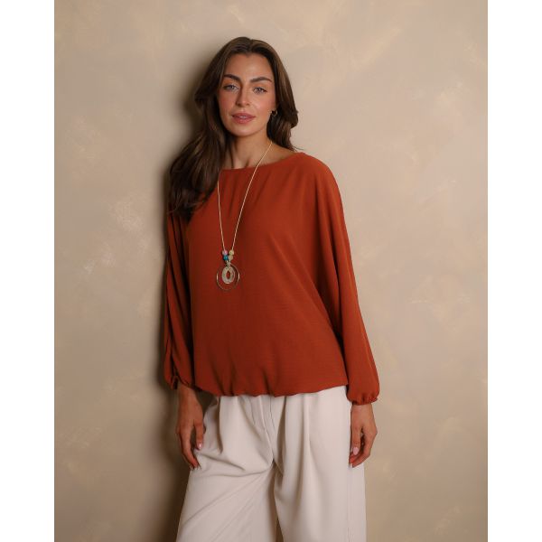 Nicole Necklace Top – Burnt Orange