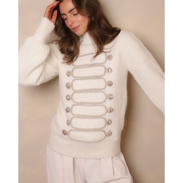 Arabella Military Knit Jumper – Ivory