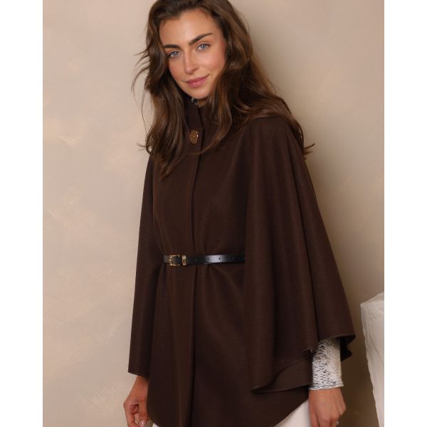 Beatrice Belted Cape – Chocolate Brown