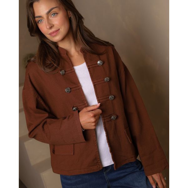 Amelie Military-Style Jacket – Chocolate Brown