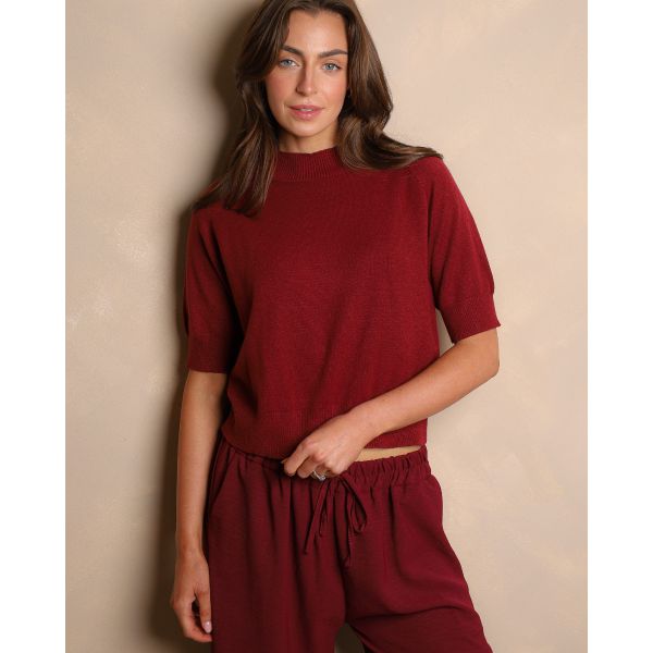 Aubrey Short Sleeve Knit – Berry