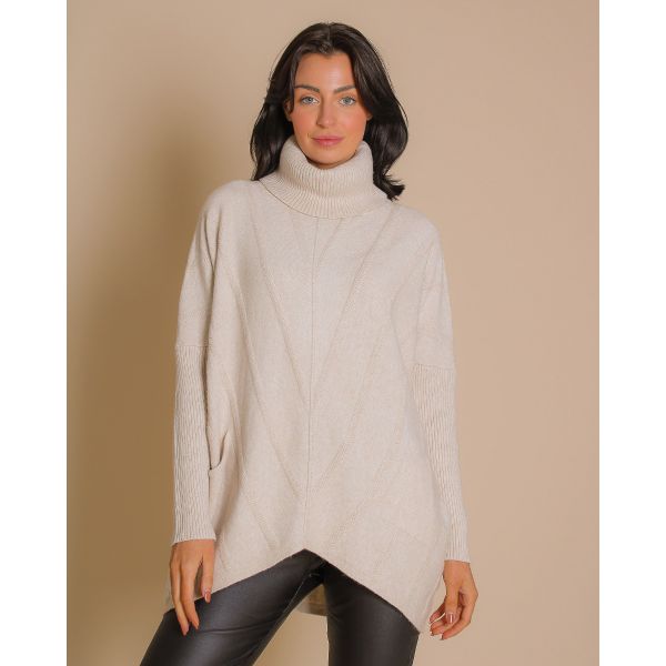 Serena Hi-Lo Polo Jumper | Cream