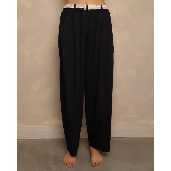 Sienna Relaxed Belted Trousers – Black