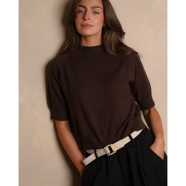 Aubrey Short Sleeve Knit – Chocolate