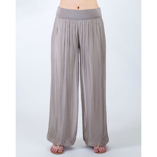 Silk Wide Leg Trouser | Taupe