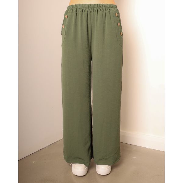 Tallie Three-Button Wide Leg Trouser | Khaki