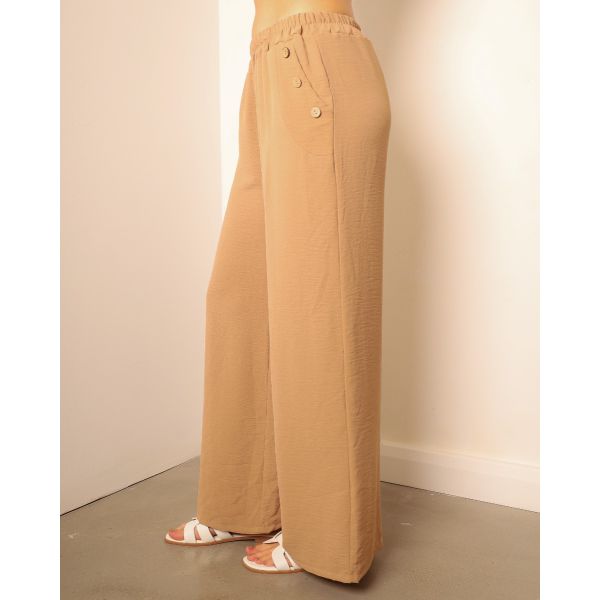 Tallie Three-Button Wide Leg Trouser | Camel