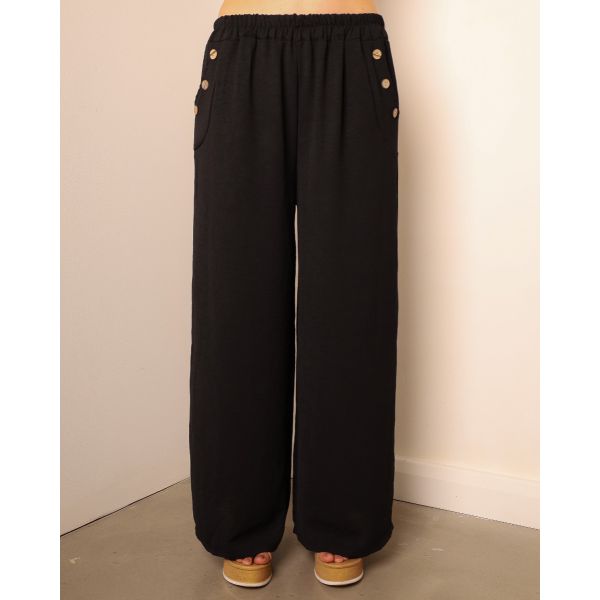 Tallie Three-Button Wide Leg Trouser | Black