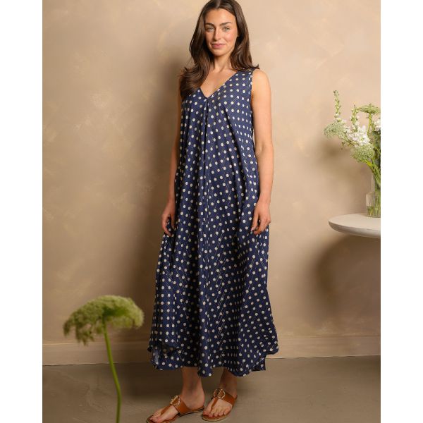 Monroe Spot Maxi Dress – Navy