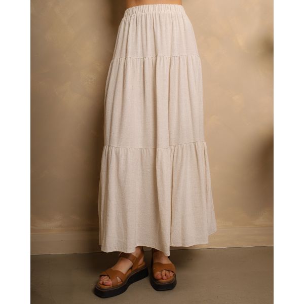 Sienna Tiered Maxi Skirt – Natural