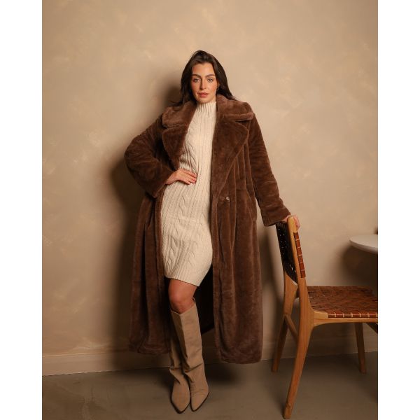 Jules Faux Fur Coat | Brown