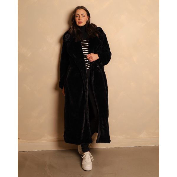 Jules Faux Fur Coat | Black