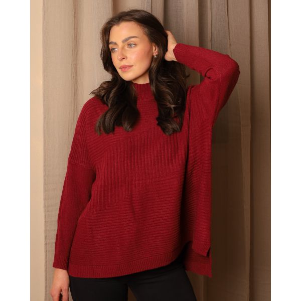 Isla Ribbed Knit Jumper | Wine