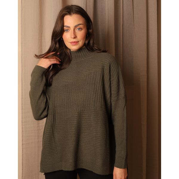 Isla Ribbed Knit Jumper | Khaki