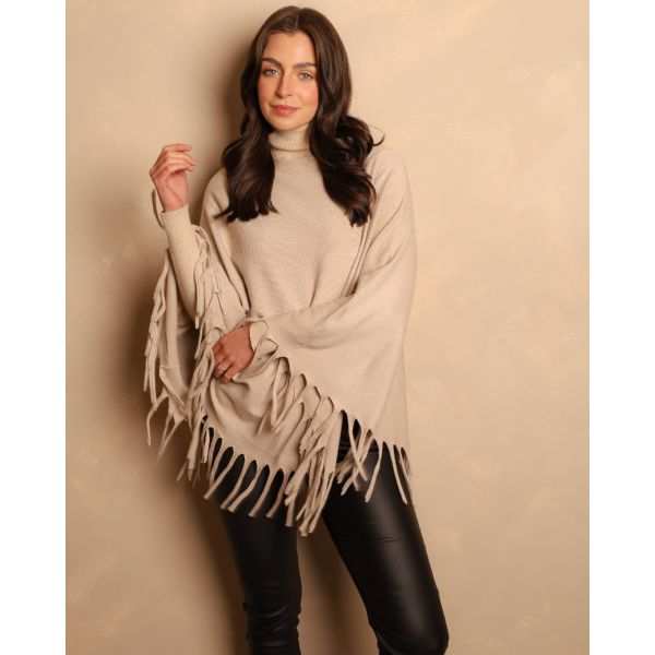 Noir Knit Poncho | Beige