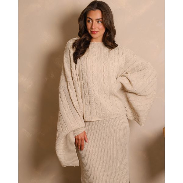 Elara Cable Knit Two-Piece Set | Cream