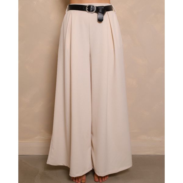 Serena Fluid Palazzo Trouser | Cream