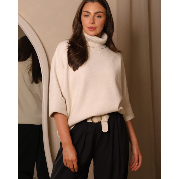 The Elodie Funnel Neck Knit| Cream