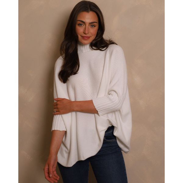 Aria High-Neck Knit | White