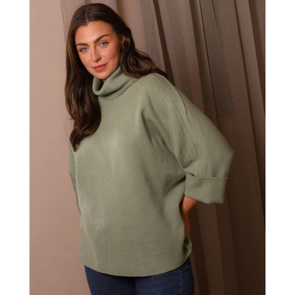 The Elodie Funnel Neck Knit| Sage