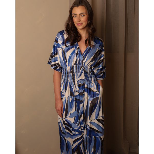 Sophia Palm Print Maxi Dress | Cobalt Mix