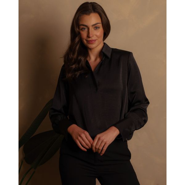 Monroe Satin Blouse | Black