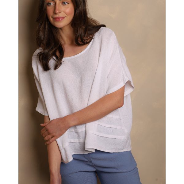 Camellia Textured Layered Top | White