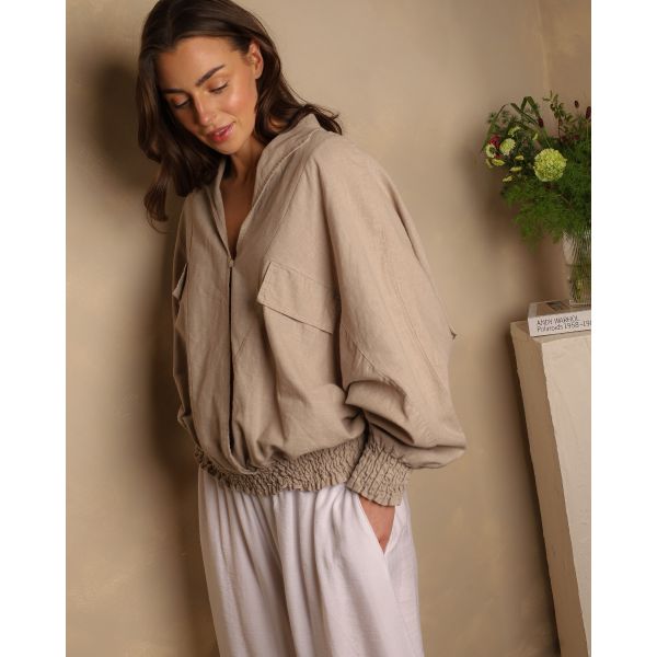 Aveline Airy Smock Blouse | Taupe