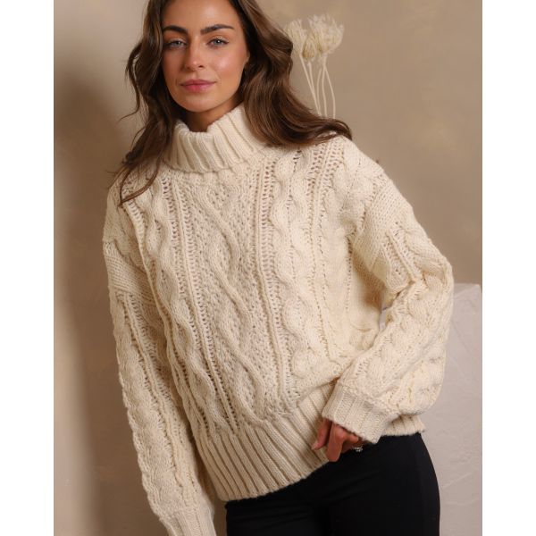 Winnie Chunky Cable Knit Jumper – Cream