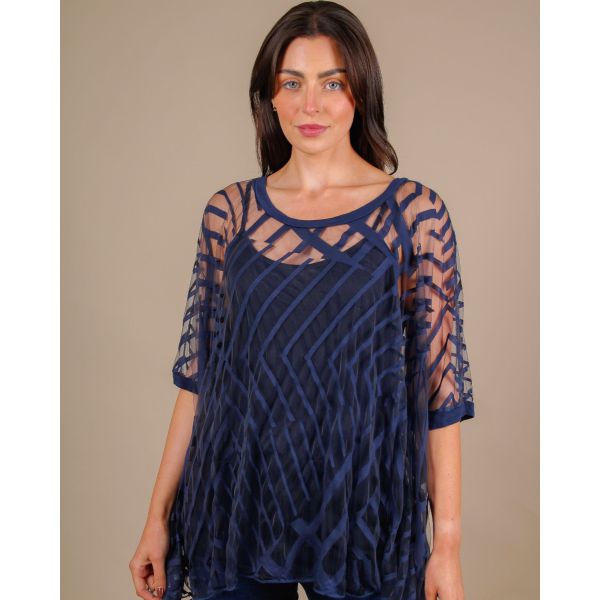 Elisa Burnt Out Top | Navy