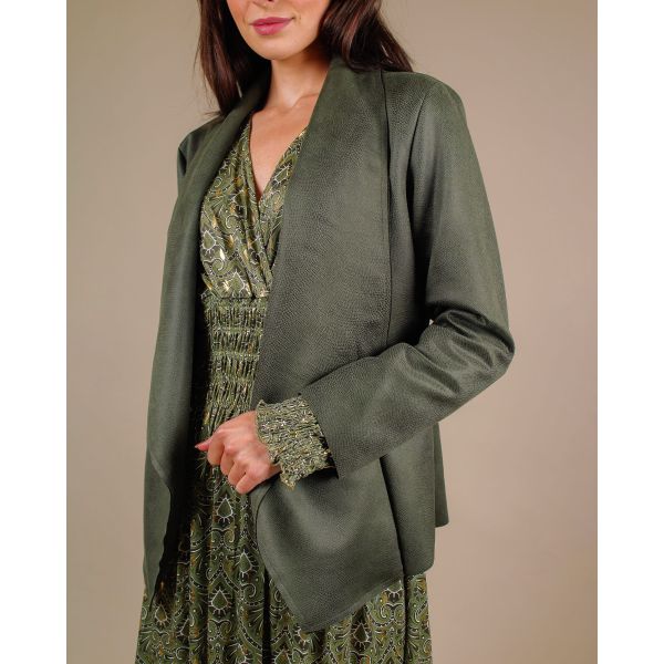 Perry Snakeskin Suedette Jacket |Khaki