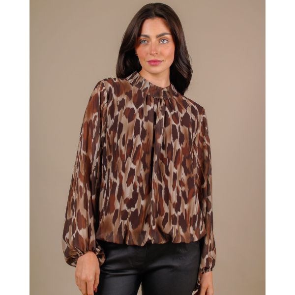 Camile Leopard Blouse | Brown