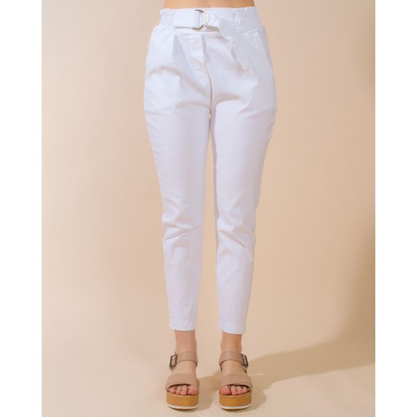 Jenna Relaxed Belted Trouser | White