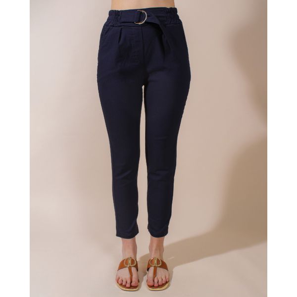 Jenna Relaxed Belted Trouser | Navy