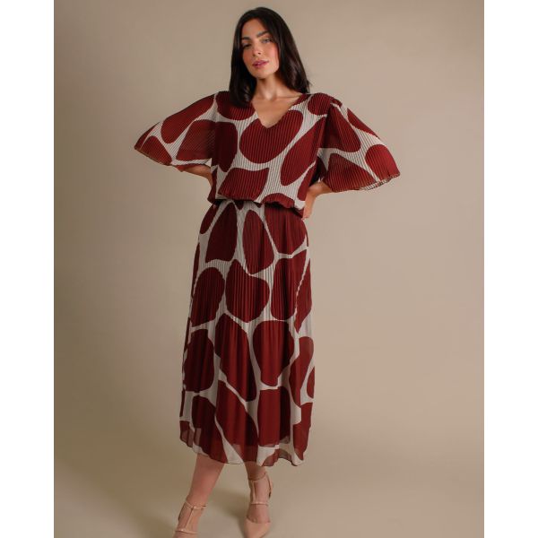 Ziggy Pebble Pleated Dress | Wine