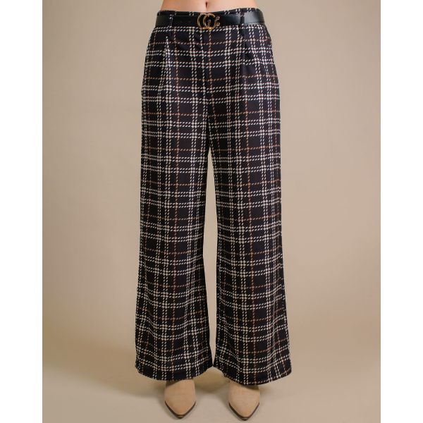 Ronnie Belted Check Trouser | Black